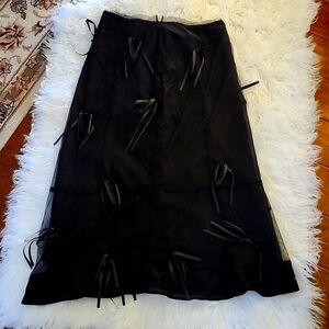 Anthropology black midi skirt